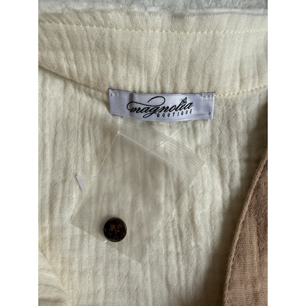 Magnolia Boutique Chic Babydoll Cream Color Block Tunic Dress Size Medium - Picture 6 of 16